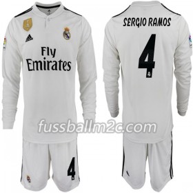 Fußballtrikots Real Madrid SERGIO RAMOS 4 Kinder Heim Trikotsatz 2018-2019 Langarm
